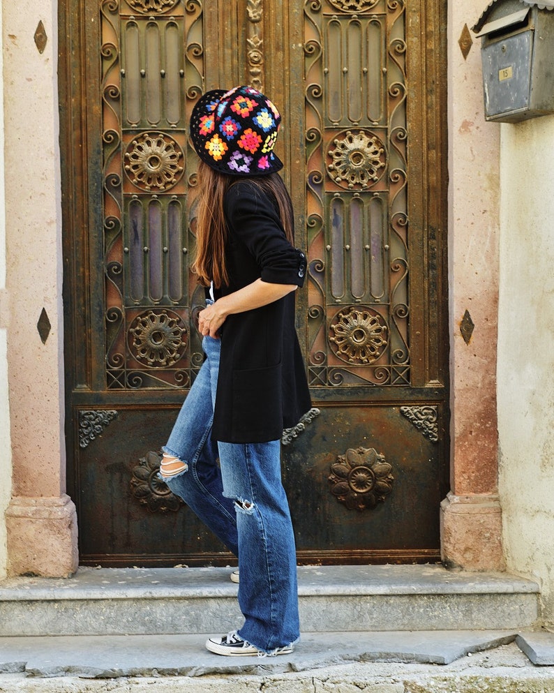 Granny Square Bucket Hat, Bucket Hat, Colorful Summer Hat, Summer Sun Hat, Handmade Sun Hat, Cotton Bucket Hat, Crochet Sun Hat, Summer Hat image 4