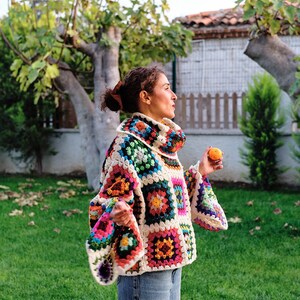 Crochet Sweater, Chunky Knit Sweater, Colorful Sweater, Handknit Sweater, Cozy Colorful Sweater, Skii Sweater image 4