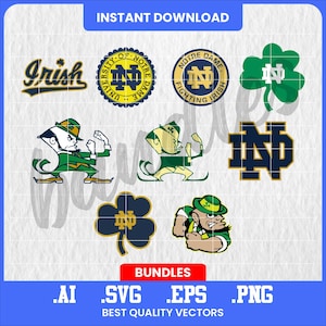 Bundel Ierse mascottelogo, vintage college football-stijl, bewerkbare sportteamontwerp svg, Notre Svg