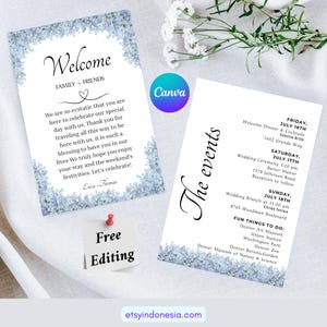Editable Wedding Timeline Template, Canva Editable, Instant Download, Minimalist Wedding Welcome Bag Note