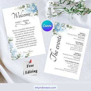 Minimalist Wedding Timeline Template, Canva Editable, Instant Download, Wedding Schedule, Welcome Bag Note Printable