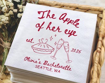 Personalized Apple Bachelorette Napkins - Fall Bridal Shower