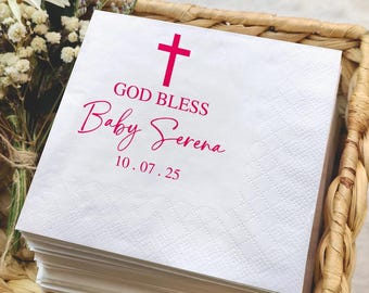Personalized Baptism Napkins: Custom Christening, Wedding, and Event Decor