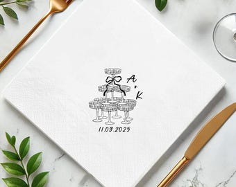 Custom Champagne Tower Napkins: Personalized Party Decor