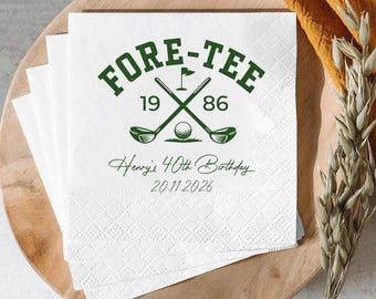 Personalized Golf Birthday Napkins, Custom Fore Tee Party Decor