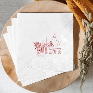 Personalized Wedding Napkins, Custom Monogram Napkins, Modern Font, Cocktail Beverage Napkins, Rehearsal Dinner, Guest Towels, Foil Stamped