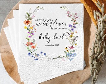 Wildflower Baby Shower Napkins: Personalized Floral Cocktail Decor