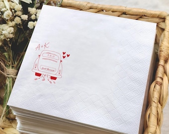 Personalized Wedding Napkins, Custom Monogram Napkins, Just Married Beverage Cocktail Dinner Guest Towels, Wedding Rehearsal Towels