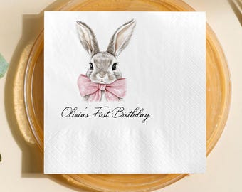 Servilletas personalizadas de conejito para primer cumpleaños, suministros para fiesta de conejita