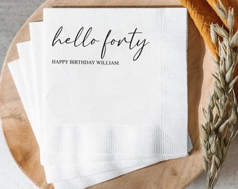 Personalized 40th Birthday Napkins: Elegant Foil Cocktail Napkins