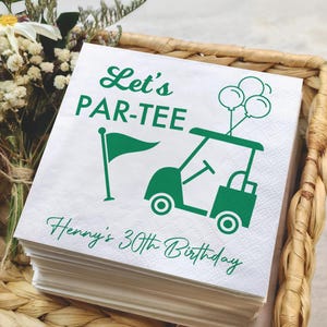 Personalized Golf Party Napkins: Custom Birthday, Let&#39;s Par-Tee
