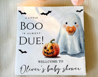A Little Boo Is Almost Due Napkins: Halloween Party Decor