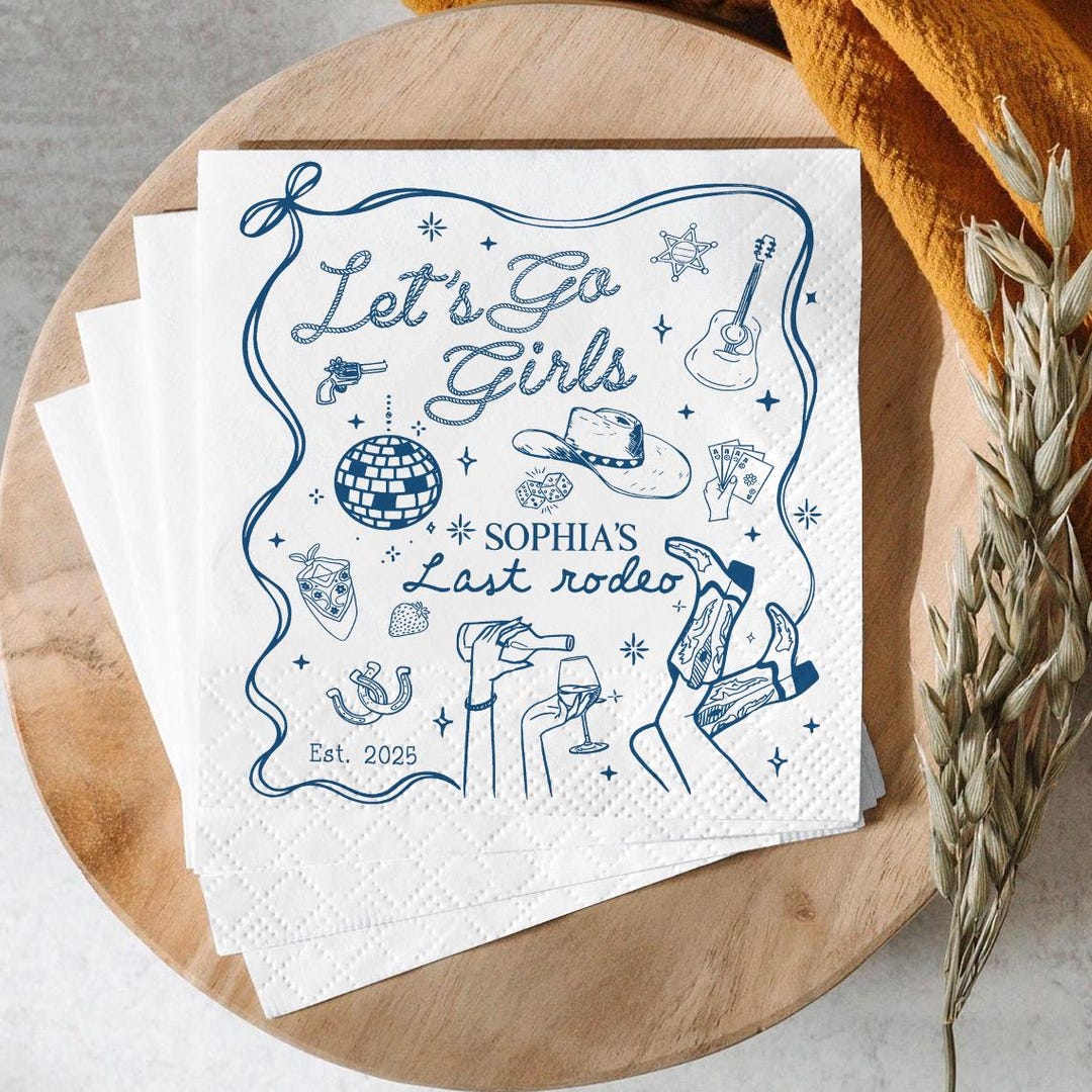 Personalized Bachelorette Party Napkins: Last Rodeo, Let's Go Girls - Etsy