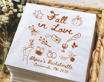 Custom Fall Bachelorette Party Napkins: Autumn Bridal Shower
