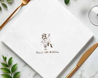 Personalized Cowgirl Birthday Napkins, Custom Western Cocktail Party Decor
