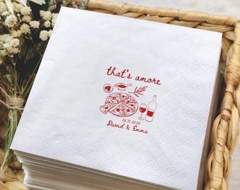 Personalized Wedding Napkins: That's Amore, Pizza Party Guest Towels