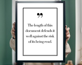 Winston Churchill "The Length of This Document" Motivational Inspirational Quote Typographic Print Minimalist Design Digital Download