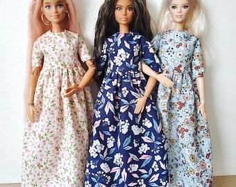 Vestido floral para muñeca: Se adapta a muñecas de moda de 11,5 a 12 pulgadas.