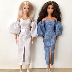 Blue Doll Outfit: Handmade Top and Skirt for 11.5&quot;-12&quot; Dolls