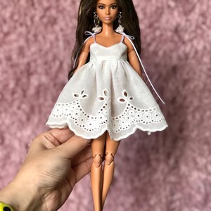 Vestido bohemio de encaje blanco para muñecas de moda de 29 cm, conjunto hecho a mano. Only dress #3