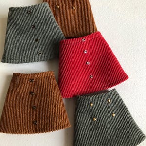 Corduroy mini skirt with real buttons and snaps, clothes for 1/6 scale doll, 11.5&quot;, 12&quot;, 30 cm outfit, clothing for MTM, fashion doll
