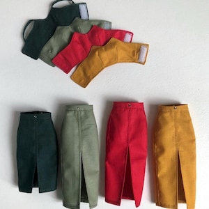 Top and long skirt clothes for 1/6 scale doll, 11.5", 12", 30 cm outfit blouse T-shirt jacket for made to move, fashionistas Doll Clothing