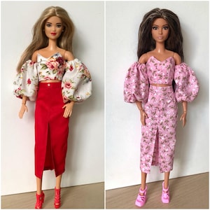Top and long skirt set clothes for 1/6 scale doll, 11.5&quot;, 12&quot;, 30 cm doll outfit blouse tank top for fashionista made to move Clothing