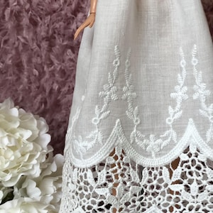 Vestido bohemio de encaje blanco para muñecas de moda de 29 cm, conjunto hecho a mano. imagen 19