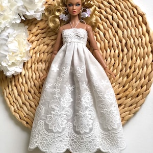 Vestido bohemio de encaje blanco para muñecas de moda de 29 cm, conjunto hecho a mano. imagen 17