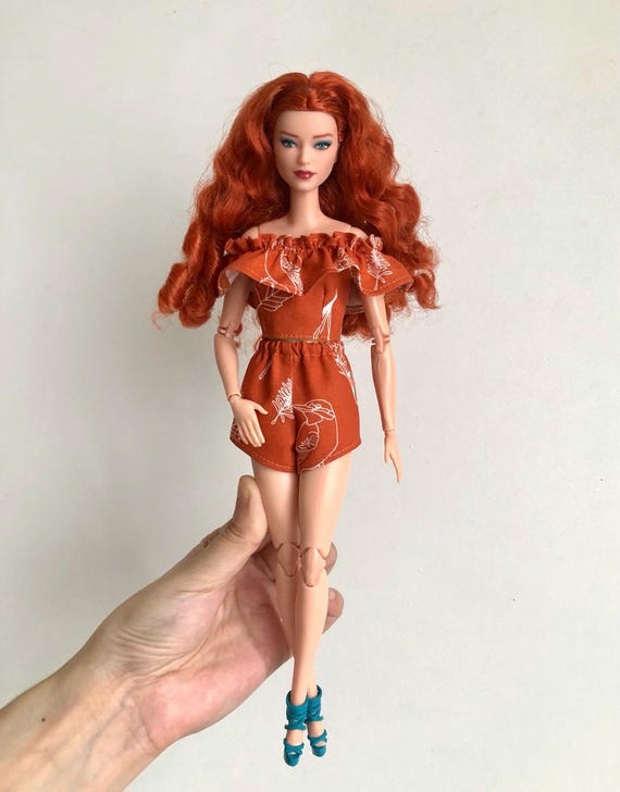 Floral Print Doll Top and Shorts Set, 1/6 Scale Fashion Doll Clothing