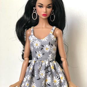 Long summer boho dress with flowers, clothes for 1/6 scale doll, 11.5", 12" 30 cm, outfit for Poppy Parker, Integrity, Fashion Doll Clothing image 14