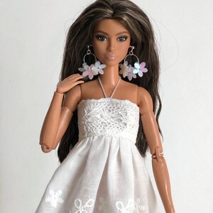 Vestido bohemio de encaje blanco para muñecas de moda de 29 cm, conjunto hecho a mano. imagen 5