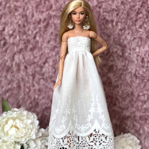 Vestido bohemio de encaje blanco para muñecas de moda de 29 cm, conjunto hecho a mano. Only dress #1