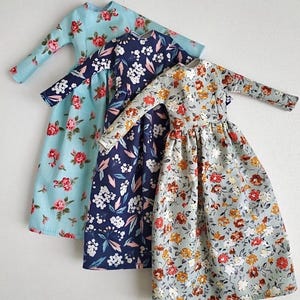 Long floral dress with sleeves, clothes for 1/6 scale doll, 11.5", 12", 30 cm, outfit for Poppy Parker, Integrity  Fashion Doll Clothing