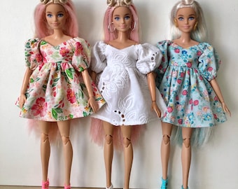 Vestido de muñeca con estampado floral de fresa: escala 1/6, traje de Poppy Parker de 29,5 a 30 cm