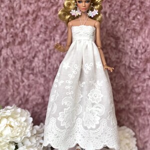 Vestido bohemio de encaje blanco para muñecas de moda de 29 cm, conjunto hecho a mano. Only dress #2