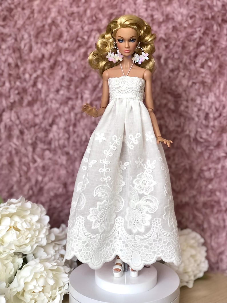 Vestido bohemio de encaje blanco para muñecas de moda de 29 cm, conjunto hecho a mano. Only dress #2