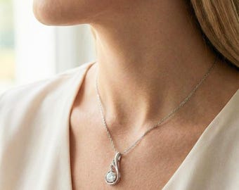 天使の翼ネックレス - スターリングシルバーのカーブチェーンと