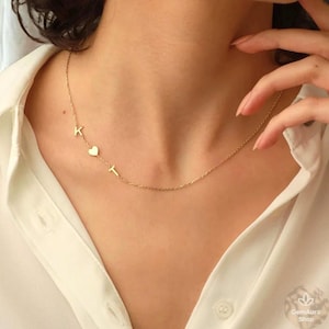 Collar con inicial personalizado – Gargantilla con alfabeto de la A a la Z para mujer – Joyería personalizada de acero inoxidable – Regalo para ella – Idea para el Día de la Madre