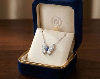 Sapphire Butterfly Necklace - 925 Sterling Silver Pendant, Dainty Birthstone Jewelry, Gift for Her