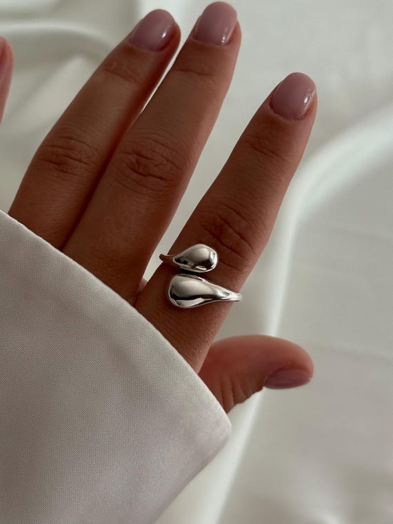 Adjustable Sterling Silver Ring | Minimalist Open Ring | Modern Unisex Jewelry Gift for Her