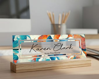 Custom Acrylic Desk Name Plate – Premium Personalized Office Sign with Wooden Stand, Modern Gift for Professionals & Entrepreneurs