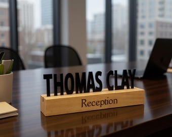 Custom Desk Name Plate – Personalized Wooden Acrylic Office Sign, Boss Gift, Coworker Appreciation, Executive Desk Decor