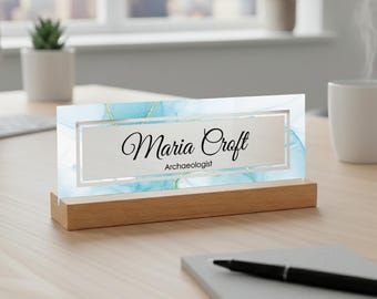 Personalized Desk Name Plate, Custom Office Desk Sign, Engraved Acrylic Name Plate, Business Gift, Custom Office Decor