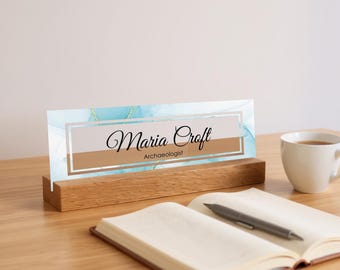 Personalized Office Desk Name Plate – Custom Acrylic Sign, Engraved Desk Accessory, Boss Gift