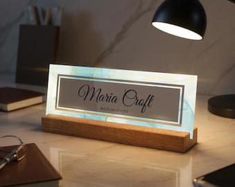 Custom Acrylic Desk Name Plate – Personalized Office Name Sign, Engraved Plaque Gift, Boss / Teacher Name Plate