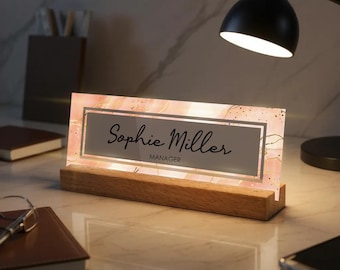 Custom Desk Name Plate, Personalized Office Sign with Name & Title, Boss Gift, Teacher Desk Plate, Acrylic Name Plate, Business Gift