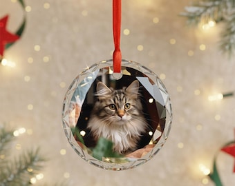 Custom Photo Christmas Ornament • Personalized Holiday Tree Decoration • Family Picture Keepsake Gift • Glossy Acrylic or Glass Option