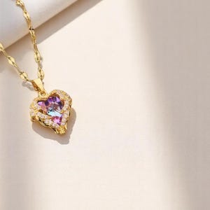 Bunter Ozean Anhänger Halskette für Frauen - Luxus Kristall Schmuck, Edelstahl Hochzeitskette