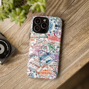 World Traveler Phone Case, Passport Stamp Cover, Travel Aesthetic iPhone Samsung Pixel Case, Globetrotter Gift, Adventure Lover Accessory